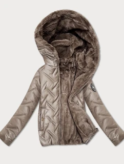 Béžová dámská bunda s kožešinovou podšívkou model 21439673 - S'WEST
