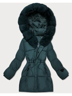 Zimowa kurtka damska z kapturem ciemny zielony model 21721864 - S'WEST
