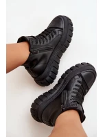 Zateplené Vysoké Tenisky Dámské Na Platformě S Zipem Černé model 21705267 - Boto