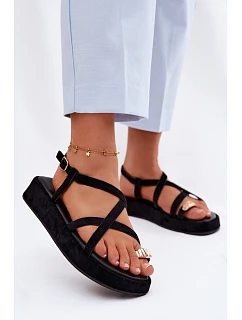 Sandály na platformě s zlatým detailem Černé Olmira