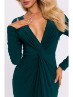 M840 Maxi šaty s uzlom - fľaškovo zelené M840 Maxi šaty s uzlom - fľaškovo zelené