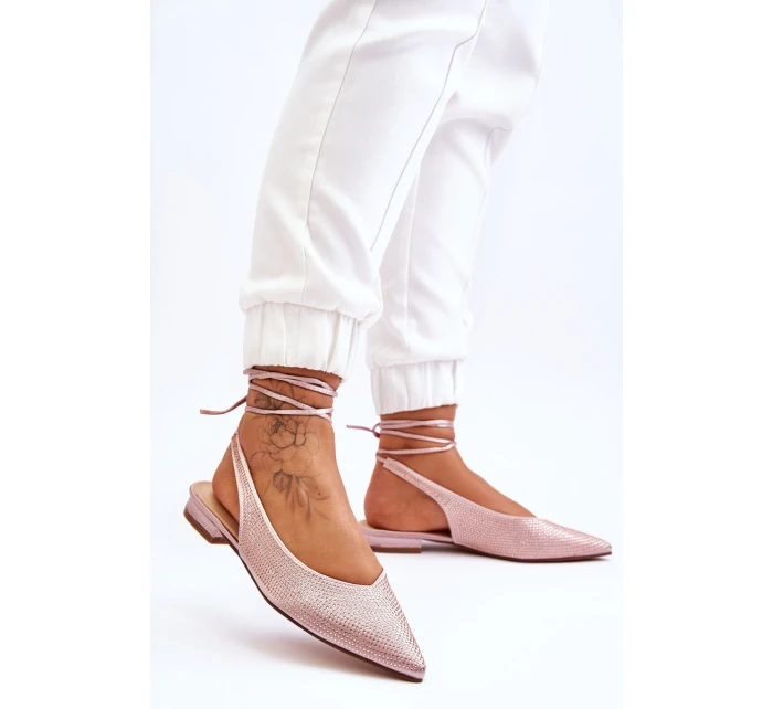 Dámske baleríny s uzlami a kamienkami 6140 Beige - Diamantique