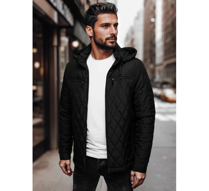 Pánská prošívaná bunda s kapucí černá Dstreet model 21982978 - FashionStreet