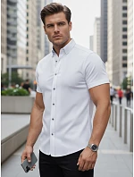 Pánska košeľa slim fit s krátkym rukávom, biela, FashionStreet KX1094