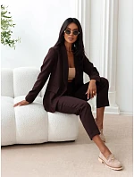 Elegantní dámský kostým – sako a kalhoty, hnědý, FashionStreet AY1245 Elegantní dámský kostým – sako a kalhoty, hnědý, FashionStreet AY1245