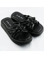 Čierne dámske šľapky s plochou podrážkou (CM-59) Čierne dámske šľapky s plochou podrážkou (CM-59)