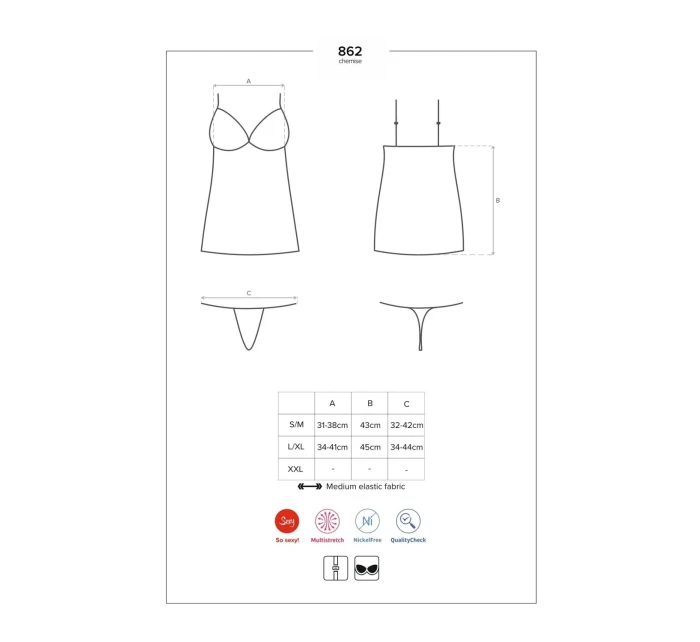 Erotická košieľka 862-CHE - OBSESSIVE