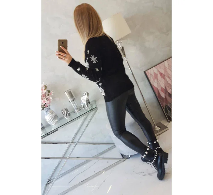 Vianočný sveter so sobom čierny