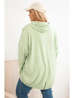 Dámska mikina Plus Size s kapucňou a potlačou mint