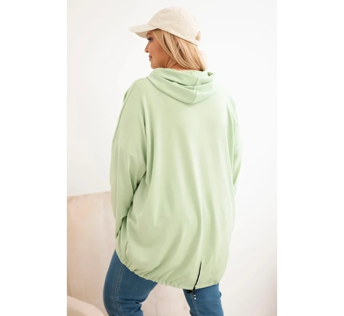 Dámska mikina Plus Size s kapucňou a potlačou mint