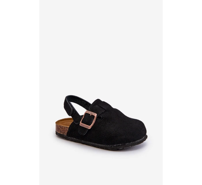 Chodaki Dziecięce Na Korkowej Platformie Czarne Vulagia Chodaki Dziecięce Na Korkowej Platformie Czarne Vulagia