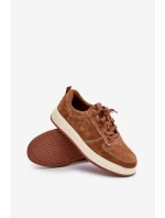 Męskie Sneakersy Na Platformie Zamszowe Big Star OO174014 Brązowe