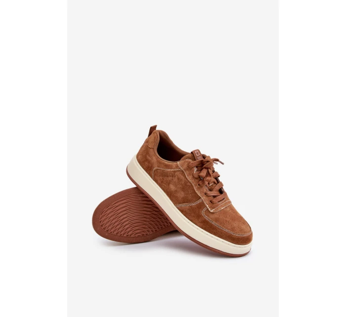 Męskie Sneakersy Na Platformie Zamszowe Big Star OO174014 Brązowe