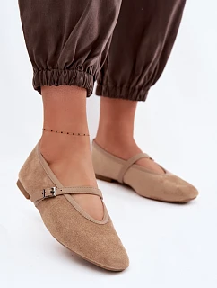 Baleríny s Páskem Eko Semišové Béžové model 22091784 - Boto