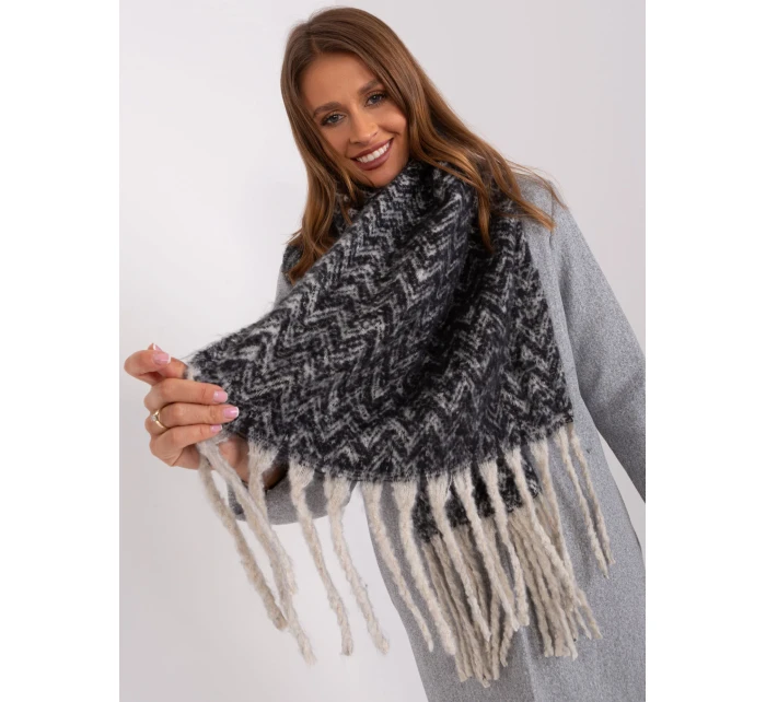 Szalik AT SZ model 18985246 czarno beżowy - FPrice Szalik AT SZ model 18985246 czarno beżowy - FPrice