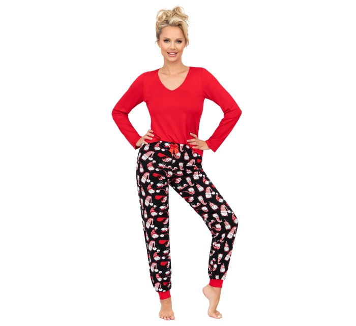 Pyžamo model 20540075 dlouhé červené - Donna Pyžamo model 20540075 dlouhé červené - Donna