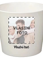 Biely keramický kvetináč s fotografiou - malý