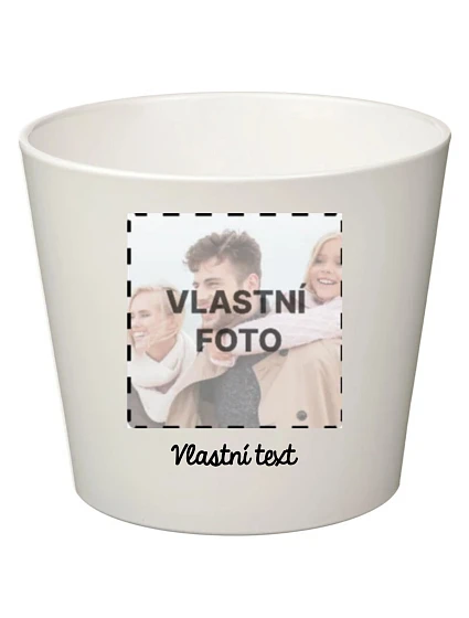 Biely keramický kvetináč s fotografiou - malý