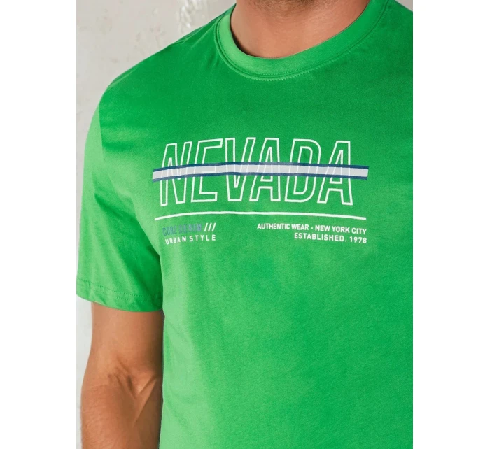 Pánské zelené tričko s potiskem Dstreet model 21973888 - FashionStreet Pánské zelené tričko s potiskem Dstreet model 21973888 - FashionStreet