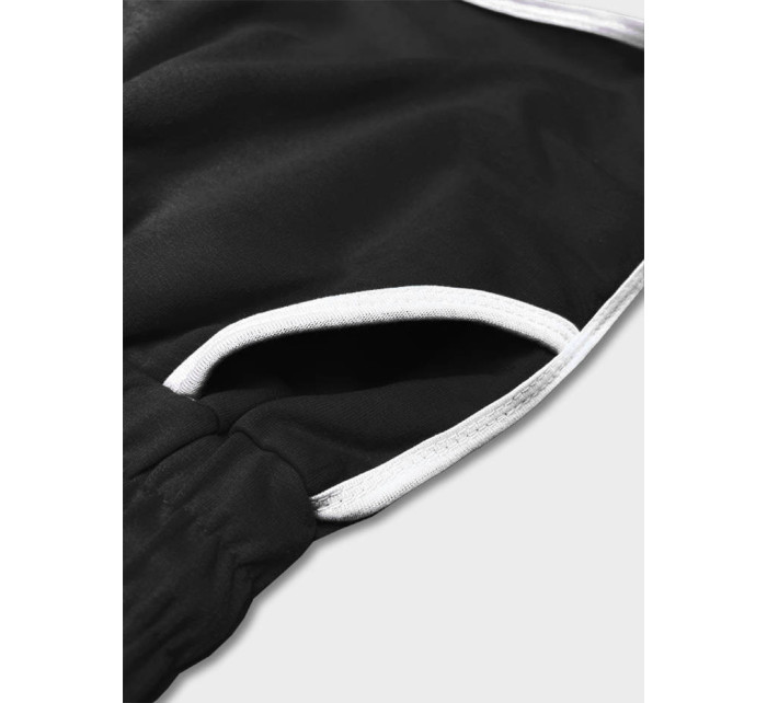 Čierne dámske šortky s kontrastnou lemovkou (8K208-3)