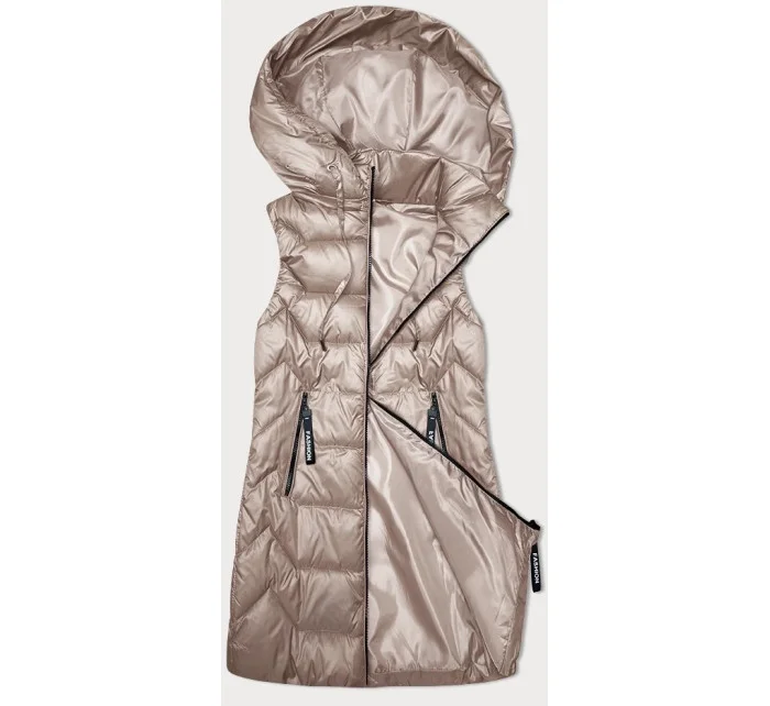 Svetlo béžová dámska vesta s odnímateľnou kapucňou S'West (B8231-51)