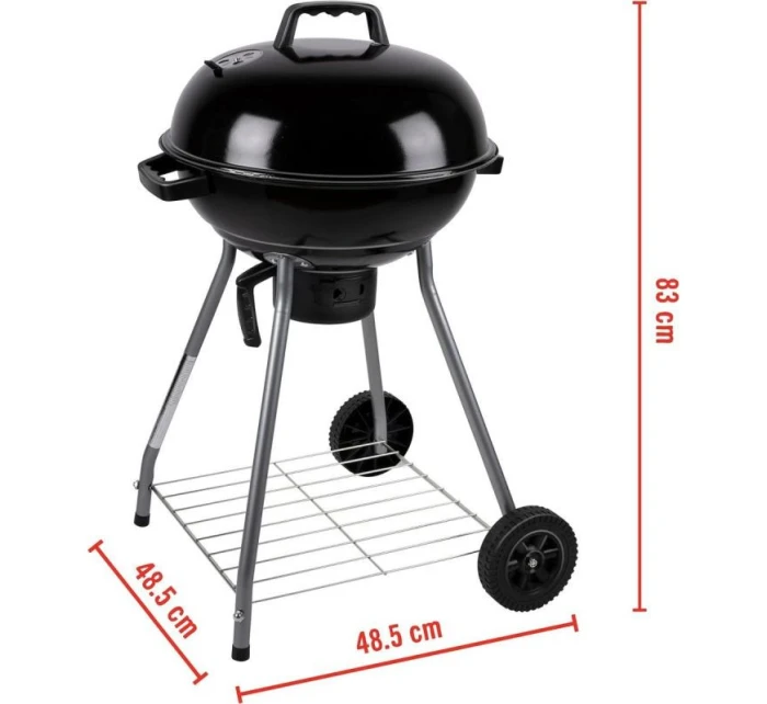 GUĽOVÝ ZÁHRADNÝ GRIL REX STEEL 46CM S POPOLNÍKOM