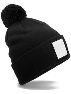 Beechfield B 338R Pletená čiapka s nášivkou „Pompon“ 53.338R čierna/biela