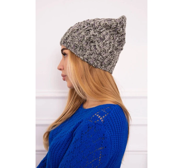 Fleecová čiapka Roksana K209 sivá+fialová+ecru