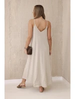 Mušelínové šaty na ramínka tmavě béžová