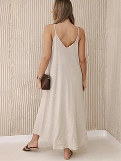 Mušelínové šaty bez ramienok tmavo béžové