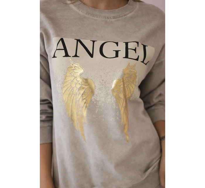 Bavlnená súprava Angel tepláky + nohavice béžová