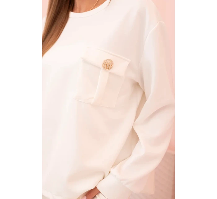 Komplet dámský máslový mikina a kalhoty s gumou ecru Komplet dámský máslový mikina a kalhoty s gumou ecru