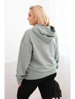 Dámska mikina s kapucňou a klokankou v tmavom mätovej bavlne