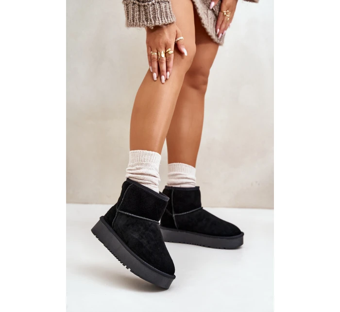 Dámské semišové zimní boty na platformě nad černé model 21670448 - Boto