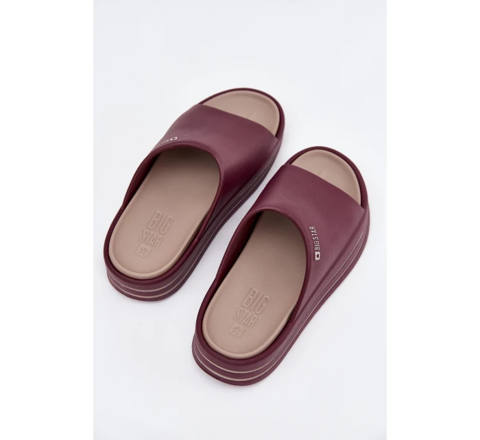 Klapki Damskie Na Platformie Big Star SS274425 Bordowe