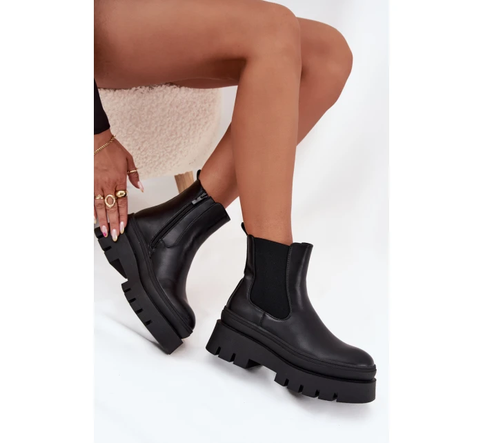 Zateplené dámské boty na platformě černé model 21706677 - Boto