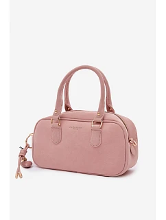 Malá kabelka typu Kufrík z eko semiše Růžová Annelle