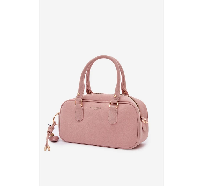 Malá kabelka typu Kufrík z eko semiše Růžová Annelle