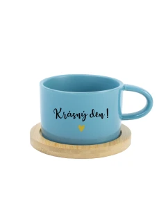 KRÁSNÝ DEN! - modrý hrníček makronka 200 ml