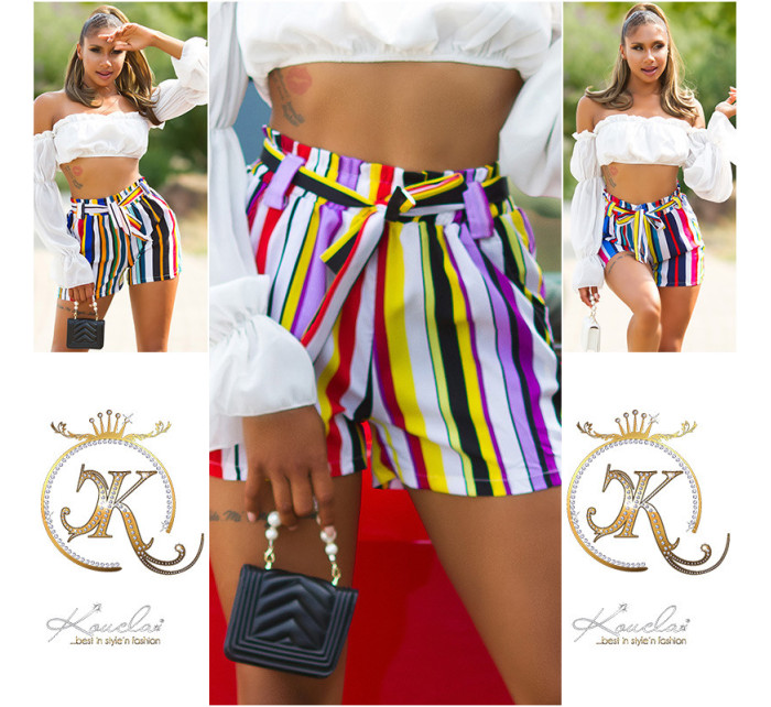 Sexy Highwaist fabric Shorts with stripes