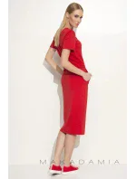 Dámske šaty na denné nosenie so zaväzovaním v páse červené - Červená - Makadamové