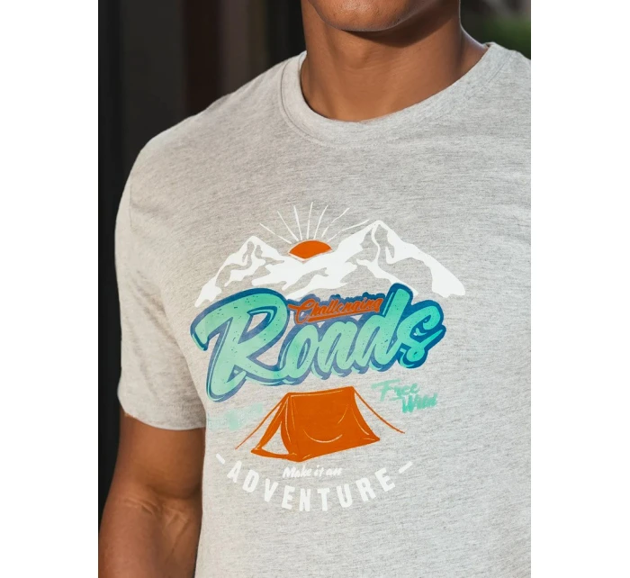 Pánské šedé tričko s potiskem Dstreet model 21973733 - FashionStreet Pánské šedé tričko s potiskem Dstreet model 21973733 - FashionStreet