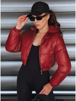 Dámská krátká zimní bunda s kapucí bordó Dstreet model 21994201 - FashionStreet