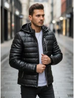 Pánska zimná prešívaná kožená bunda čierna FashionStreet TX5116