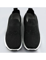 Čierne dámske azúrové topánky so zirkónmi (C1057)