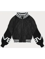 Čierna dámska bunda bomber so svetrovými rukávmi (2439) Čierna dámska bunda bomber so svetrovými rukávmi (2439)