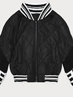 Dámska bunda bomber so svetrovými rukávmi čierna (2439)