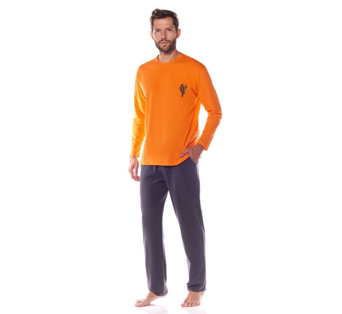 Pánske pyžamo Kamil oranžové s kaktusom