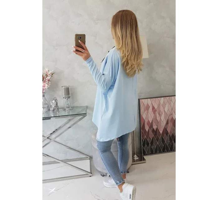 Oversize mikina s asymetrickými boky modrá Oversize mikina s asymetrickými boky modrá