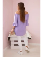 Španielska blúzka s volánikmi na rukáve svetlo fialová Španielska blúzka s volánikmi na rukáve svetlo fialová